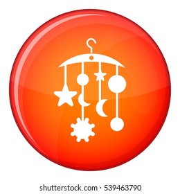 Baby bed carousel icon in red circle isolated on white background vector illustration