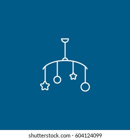 Baby Bed Carousel Line Icon On Blue Background