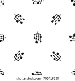 Baby bed carousel pattern repeat seamless in black color for any design. Vector geometric illustration