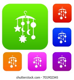 Baby bed carousel set icon in different colors isolated vector illustration. Premium collection