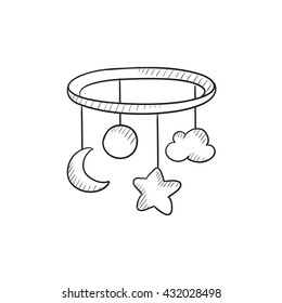 Baby bed carousel vector sketch icon isolated on background. Hand drawn Baby bed carousel icon. Baby bed carousel sketch icon for infographic, website or app.