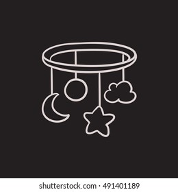 Baby bed carousel vector sketch icon isolated on background. Hand drawn Baby bed carousel icon. Baby bed carousel sketch icon for infographic, website or app.