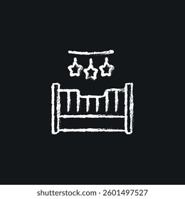 Baby bed chalk icon. Vector isolated black illustration.