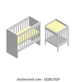 baby bed and changing table