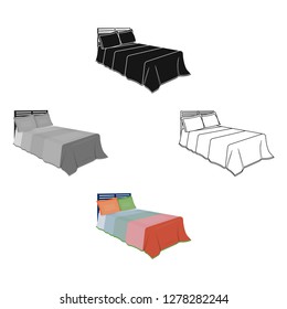 Baby bed with colorful blanket.Bed for sleeping .Bed single icon in cartoon style vector symbol stock illustration.