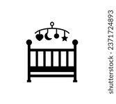 baby bed with crib  icon vector children furniture icon 