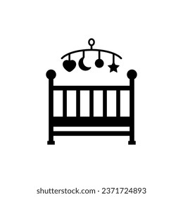 baby bed with crib  icon vector children furniture icon 