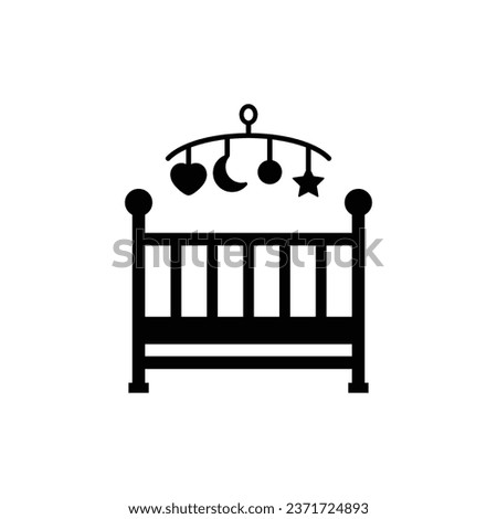 baby bed with crib  icon vector children furniture icon 