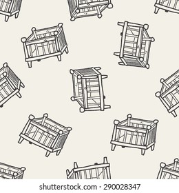 baby bed doodle seamless pattern background
