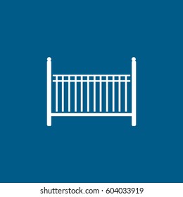 Baby Bed Flat Icon On Blue Background