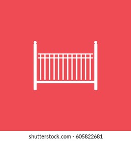 Baby Bed Flat Icon On Red Background