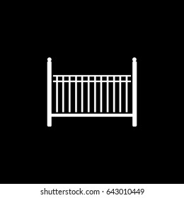 Baby Bed Flat Icon On Black Background