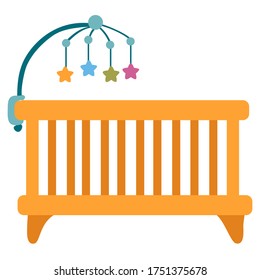 baby bed for baby flat, isolated object on white background, vector illustration,