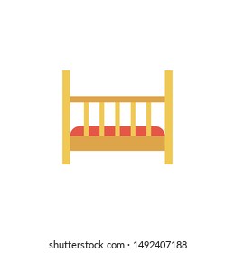 baby bed glyph flat vector icon