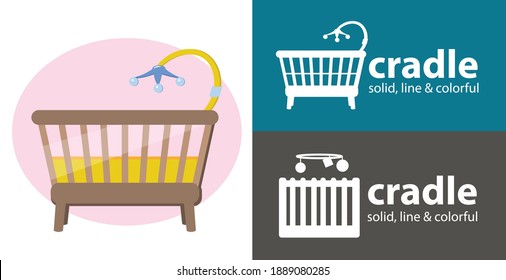 Baby bed icon. baby cradle isolated vector icon. cradle line, solid flat icon