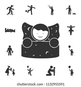 baby in bed icon. Detailed set of children life. Premium graphic design. One of the collection icons for websites, web design, mobile app on white background