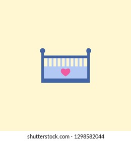 Baby bed icon flat element. Vector illustration of baby bed icon flat isolated on clean background for your web mobile app logo design.