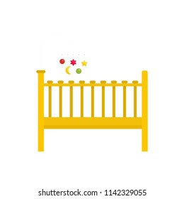 Baby bed icon. Flat illustration of baby bed vector icon for web isolated on white
