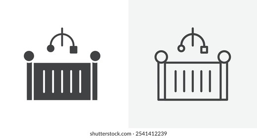 Icono de la cama de bebé plano y diseño de conjunto simple