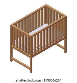 Baby bed icon. Isometric of baby bed vector icon for web design isolated on white background