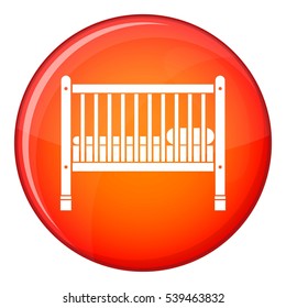 Baby bed icon in red circle isolated on white background vector illustration