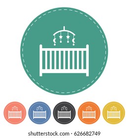 Baby bed icon set. Vector illustration
