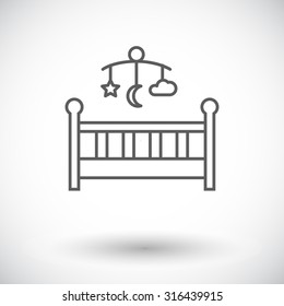 Baby bed icon. Thin line flat vector related icon for web and mobile applications. It can be used as - logo, pictogram, icon, infographic element. Vector Illustration. 