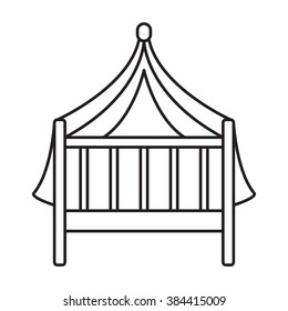 Baby bed icon. Vector design elements. Flat outline icon for web and mobile applications.