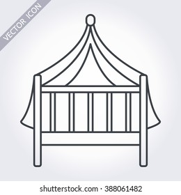 Baby bed icon. Vector design elements. Flat outline icon for web and mobile applications.