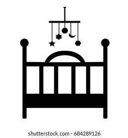 Baby bed icon vector. Flat icon isolated on the white background. Editable EPS file. Vector illustration.