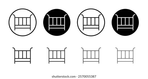 Baby bed icon Vector set outline