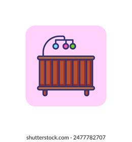 Baby bed line icon. Furniture concept. Children, home, childcare. Vector illustration for topics like childhood, furniture, mother care