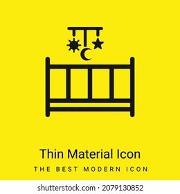 Baby Bed With A Mobile Toy With Hanging Shapes Of Sun Moon And Star minimal bright yellow material icon