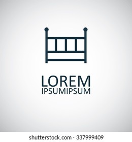 baby bed outline, thin, flat, digital icon for web and mobile