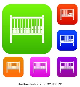 Baby bed set icon in different colors isolated vector illustration. Premium collection