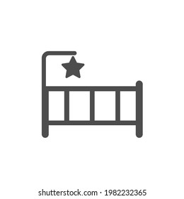 baby bed silhouette vector icon isolated on white background. baby crib furniture icon for web, mobile apps, ui design and print