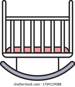 icono de color plano del vector de cama bebé 