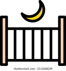 Baby Bed Vector illustration on a transparent background.Premium quality symmbols.Stroke vector icon for concept and graphic design.