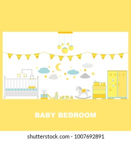 Baby Bedroom Interior Decoration Vector