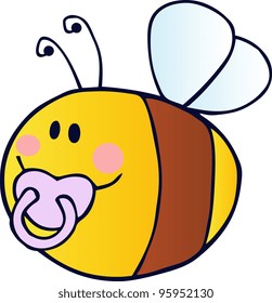 Baby Bee Cartoon Character.Vector illustration with simple gradients.Jpeg version also available