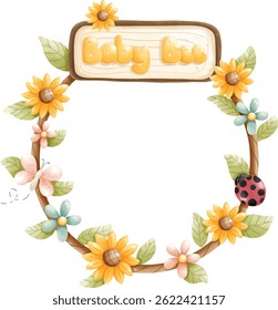 baby bee frame, baby circle frame