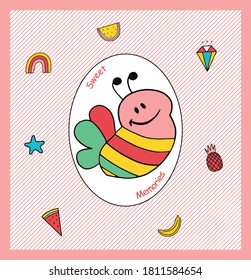 baby bee print vector design
