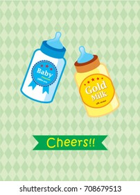 baby beer milk bottle cheers greeting vector