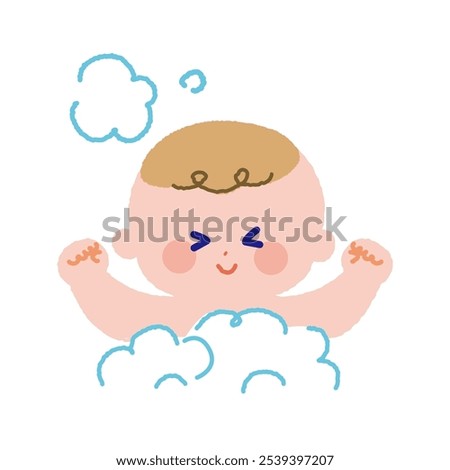 Baby being washed in the bath.
