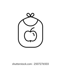 Baby bib with apple on it. Pixel perfect vector icon