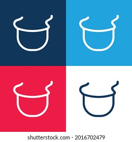 Baby Bib Cloth Outline Blue And Red Four Color Minimal Icon Set