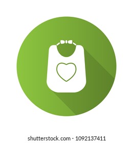 Baby bib flat design long shadow glyph icon. Vector silhouette illustration