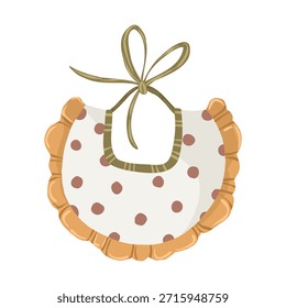 Babero del bebé con el modelo floral y los volantes, Ilustración vectorial dibujada a mano