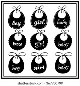 Baby bib for girl and boy in vector EPS