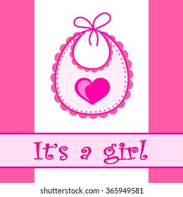 Baby bib for girl in vector EPS